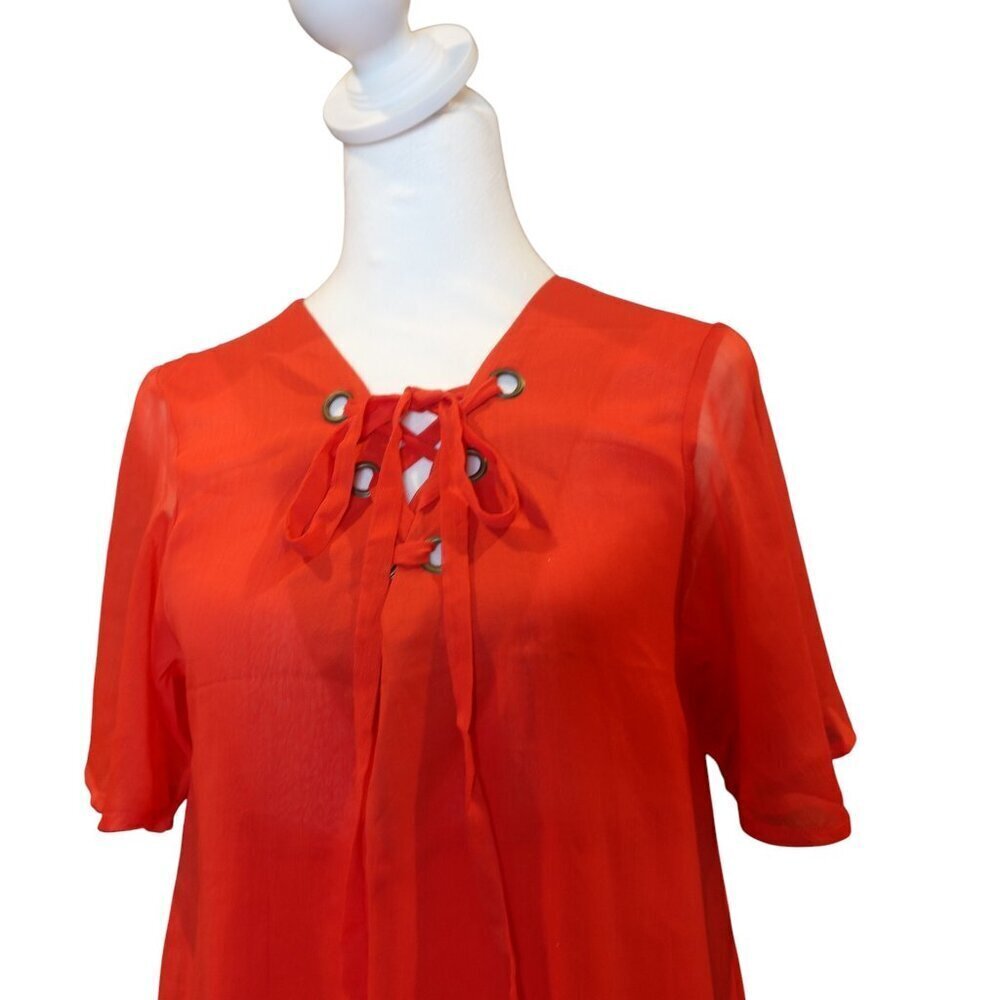 Anthropologie 11.1 Tyhlo Red tunic mini dress Women's size XS - Picture 3 of 10